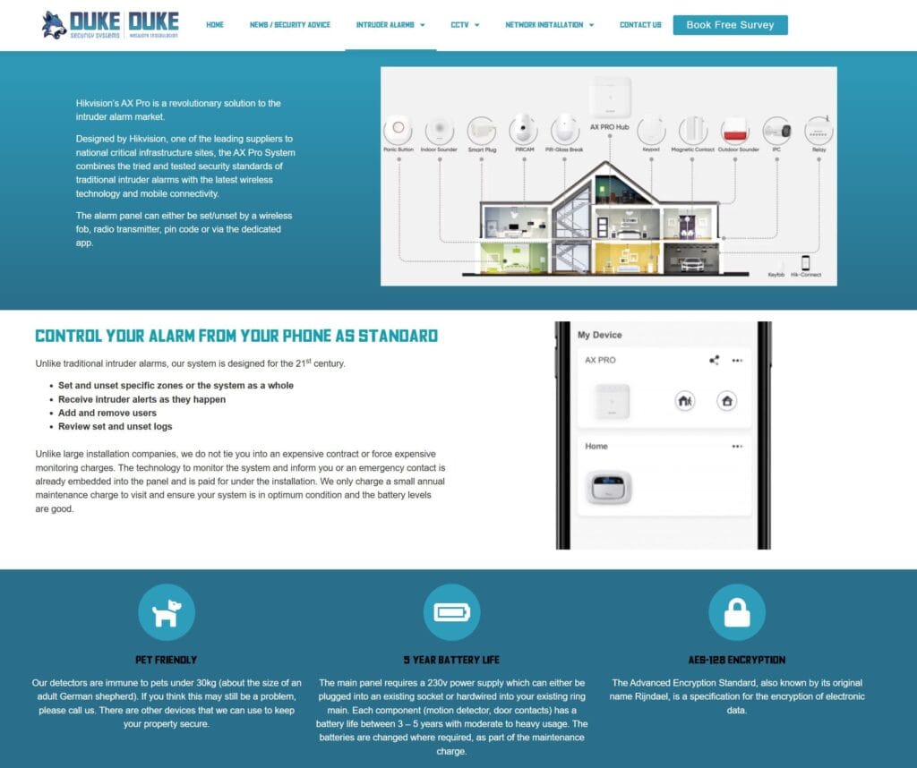 Hikvision AX Pro on Duke Security Website