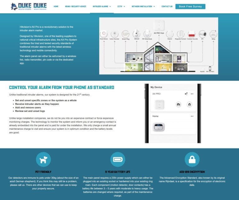 Hikvision AX Pro on Duke Security Website
