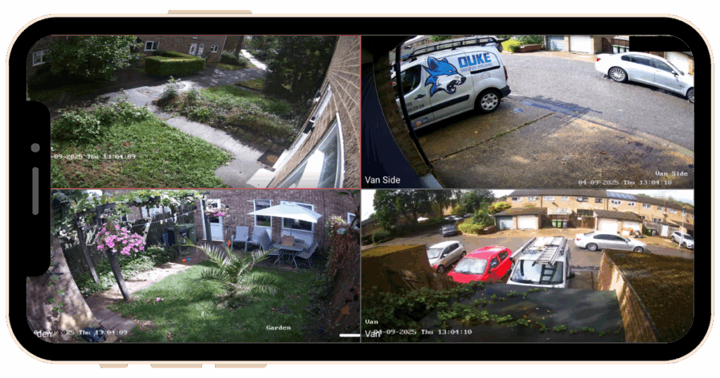 CCTV On Phone 4 cameras